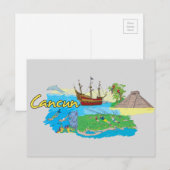Carte Postale Cancun, la ville célèbre de Mexico (Devant / Derrière)