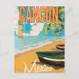 Carte Postale Cancun Mexico Beach Vintage affiche de voyage