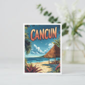 Carte Postale Cancun Mexique Illustration Vintage Voyage (Debout devant)