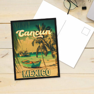 Carte Postale Cancun Mexique Palm Tree Vintage voyage Souvenir