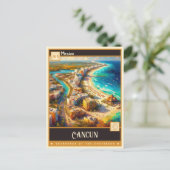 Carte Postale Cancun, Mexique | Peinture rétro (Debout devant)