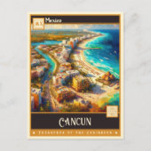 Carte Postale Cancun, Mexique | Peinture rétro (Devant)