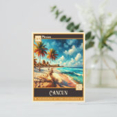 Carte Postale Cancun, Mexique | Peinture Vintage (Debout devant)