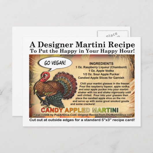 Carte Postale Candy Apple Thanksgiving Martini Rec (Devant / Derrière)