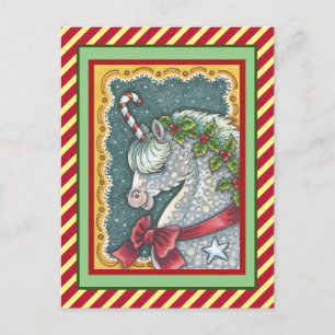 CARTE POSTALE CANDY CANE UNICORN DE CHRISTMAS, HOLIDAY PONY FANT
