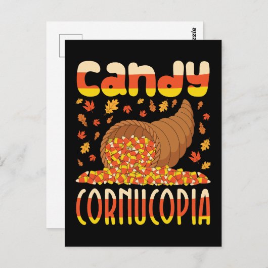 Carte Postale Candy Cornucopia Candy Corn Halloween (Devant / Derrière)
