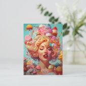 Carte Postale Candy Ice Cream Girl Surreal Imaginaire Art (Debout devant)