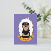 Carte Postale Candy Portrait Rottweiler Chien pourpre orange (Debout devant)
