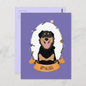 Carte Postale Candy Portrait Rottweiler Chien pourpre orange (Devant / Derrière)