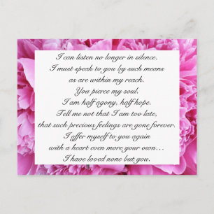 Carte Postale Candy romantique Rose Floral Jane Austen Love Cita