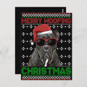 Carte Postale Cane Corso Chien drôle Merry Woofing Noël (Devant / Derrière)