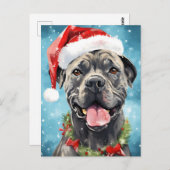 Carte Postale Cane Corso peinture de Noël (Devant / Derrière)