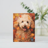 Carte Postale Caniche Automne Action de grâce (Debout devant)