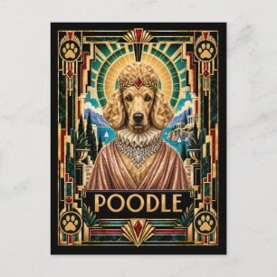 Carte Postale Caniche, Chien Art Déco