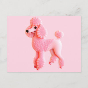 Carte Postale Caniche Rose Mignon