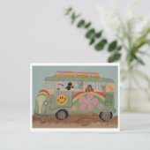 Carte Postale Caniches dans une camionnette hippie (Debout devant)