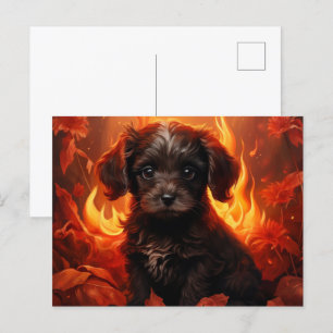 Carte Postale Canine en Fleurs de Feu