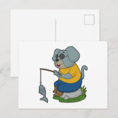 Carte Postale Canne à pêche de pêcheur de chien (Devant / Derrière)