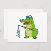 Carte Postale Canne à pêche pour la pêche aux crocodiles (Devant / Derrière)