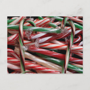 Carte Postale Canne de bonbons festive à la menthe chocolatée