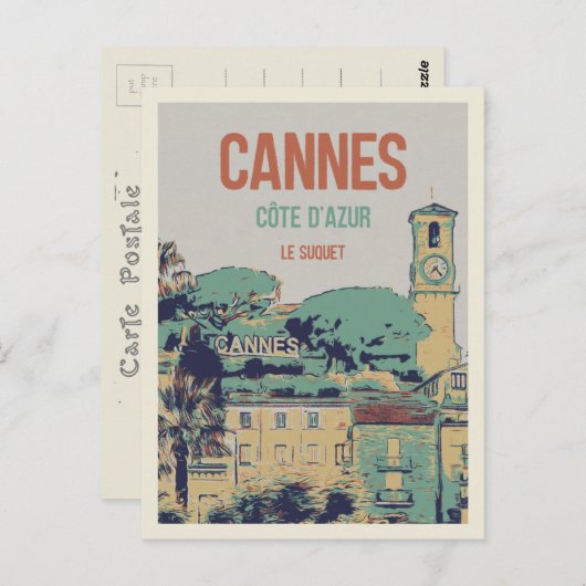 Carte Postale Cannes Côte d'Azur France, vue sur le Suquet (Devant / Derrière)