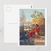 Carte Postale Cannes, Lady avec son chien sur le jardin (Devant / Derrière)