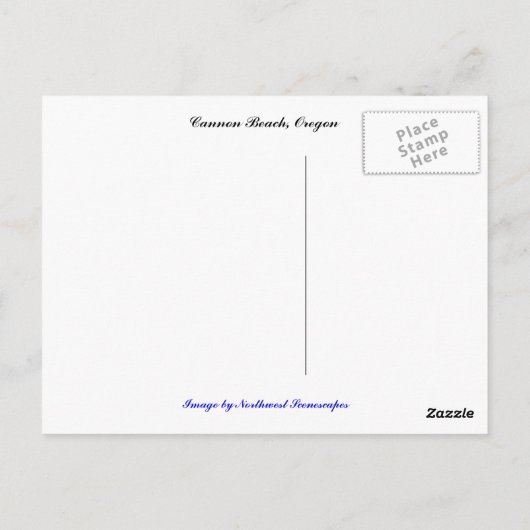 Carte Postale Cannon Beach, Oregon (Dos)