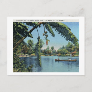 Carte Postale Canoë, Echo Park, Los Angeles Vintage