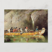 Carte Postale Canoë manipulé par les Voyageurs traversant une ca (Devant)