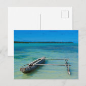 Carte Postale Canoë Outrigger en mer peu profonde (Devant / Derrière)