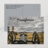 Carte Postale Canons et mémorial de la paix Gettysburg Pennsylva (Devant / Derrière)