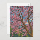 Carte Postale Canopée de printemps - Arbre en fleurs et peinture (Devant / Derrière)