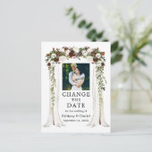 Carte Postale Canopée mariage Forêt verte Changement Floral Date (Debout devant)