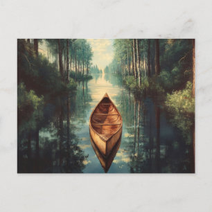 Carte Postale Canot sur une rivière Pittoresque
