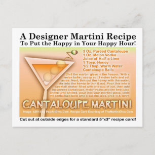 CARTE POSTALE CANTALOUPE MARTINI RECEPE POSTCARD