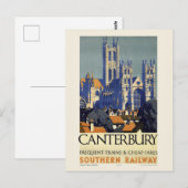 Carte Postale Canterbury Poster vintage britannique 1937 (Devant / Derrière)