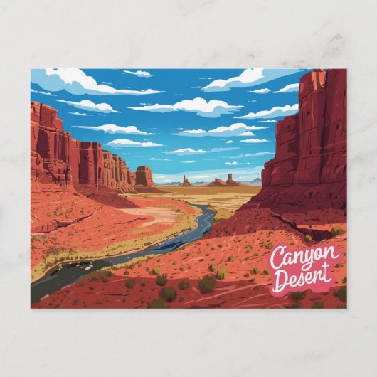 Carte Postale Canyon Desert River Valley Art Print (Devant)