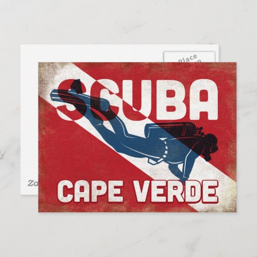 Carte Postale Cap Vert Plongée sous-marine - Blue Retro (Devant / Derrière)