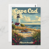 Carte Postale Cape Cod Beach, Massachusetts Vintage (Devant / Derrière)