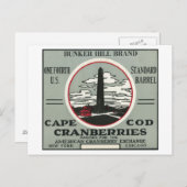 Carte Postale Cape Cod Bunker Hill Marque Cranberry Étiquette (Devant / Derrière)