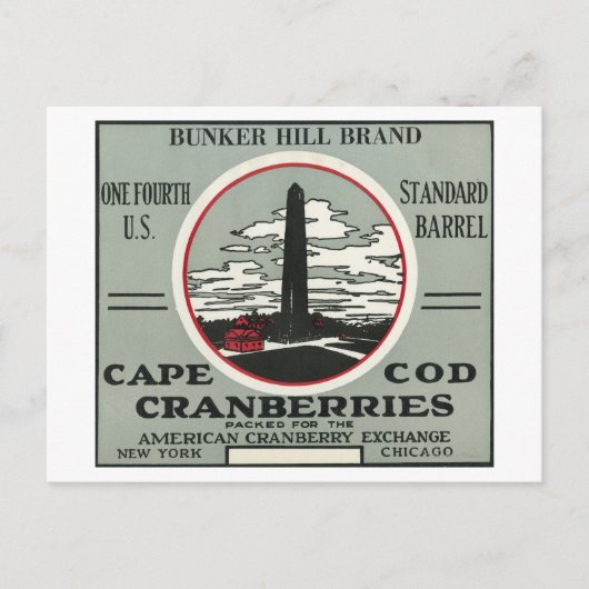 Carte Postale Cape Cod Bunker Hill Marque Cranberry Étiquette (Devant)