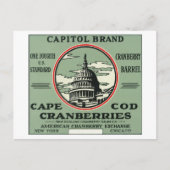 Carte Postale Cape Cod Capitol Marque Cranberry Étiquette (Devant)