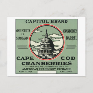 Carte Postale Cape Cod Capitol Marque Cranberry Étiquette