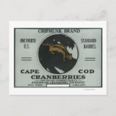 Carte Postale Cape Cod Chipmunk Marque Cranberry Étiquette (Devant)