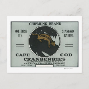 Carte Postale Cape Cod Chipmunk Marque Cranberry Étiquette