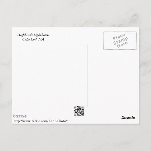Carte postale Cape Cod Lighthouse (Dos)