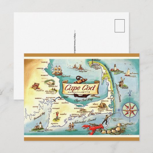 Carte Postale Cape Cod MA Retro Postcard (Devant / Derrière)