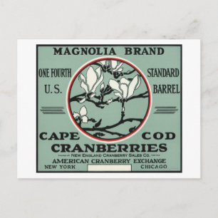 Carte Postale Cape Cod Magnolia Brand Cranberry Étiquette