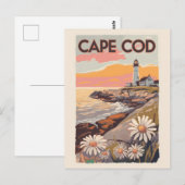 Carte Postale Cape Cod Massachusetts Art de voyage pictural Rétr (Devant / Derrière)
