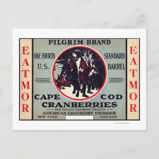 Carte Postale Cape Cod Pilgrim Eatmor Cranberries Marque (Devant)